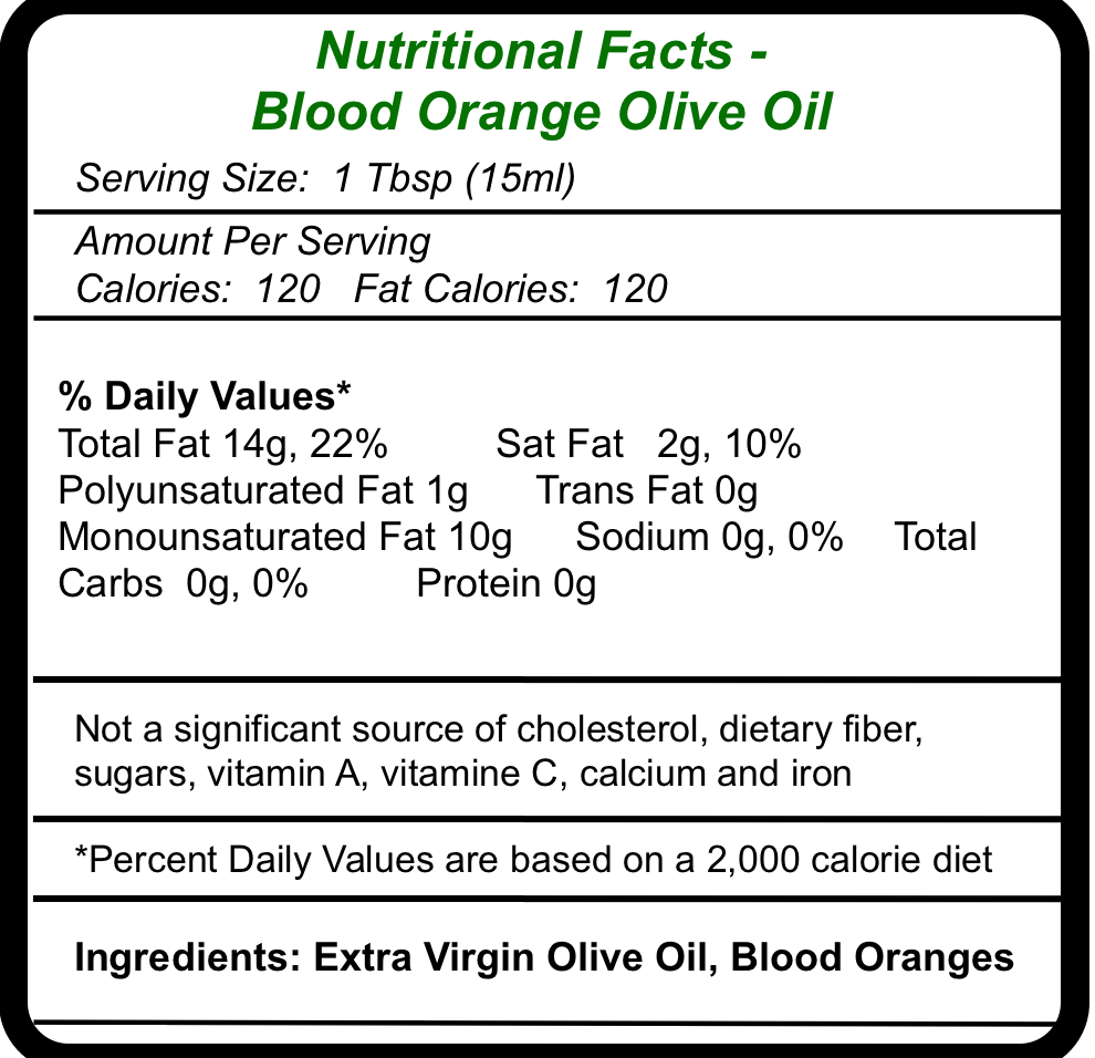 Blood orange olive oil nutrition information